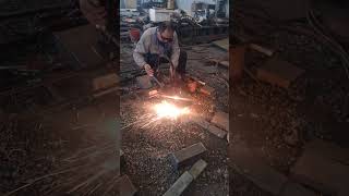 Oxyacetylene cutting flame produced by burning acetylene gas with oxygen to cut metals [upl. by Gerard363]