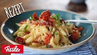 Gebratene Spätzle mit Sauerkraut und knusprigem Bacon [upl. by Nyrak]