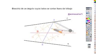 Bisectriz de un ángulo cuyos lados se cortan fuera del dibujo [upl. by Nosiram]