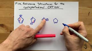 Draw the Five Resonance Structures for Cyclopentadienyl Cation [upl. by Aizahs]