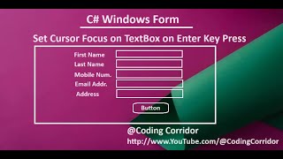 How to Set Enter Key Event On TextBox and Button in C Windows Form  Set Textbox Focus on Enter Key [upl. by Airamzul]