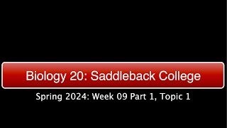 Saddleback Spring 2024 Biol 20  Week 9 Part 1 Topic 1 [upl. by Emyam]