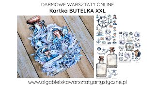 Scrapbooking kartka butelka AHOJ przygodo DIY Olga Bielska Warsztaty Artystyczne tutorial online [upl. by Suhploda]