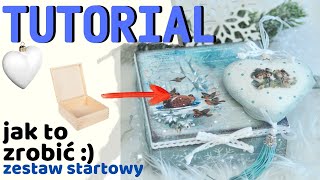 Decoupage świąteczny komplet pudełko i bombka ZESTAW STARTOWY  DIY tutorial No715 [upl. by Shantha721]