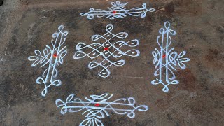 Mellikala muggulu  5×3×1 dots  Easy muggulu  Daily rangoli designs [upl. by Suicul397]