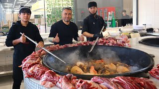 Samarkand flax pilaf of 40 kg meat and 40 kg rice  Samarqand zigir oshi [upl. by Anerres]