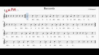 Barcarola J Offenbach  Flauto dolce  Note  Spartito  Karaoke  Recorder  Instrumental [upl. by Orutra732]