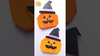 origami halloween pumpkin  diy halloween craft shorts halloweendiy [upl. by Neahs]