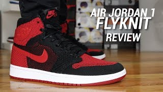 AIR JORDAN 1 HI FLYKNIT BRED REVIEW [upl. by Sup]