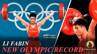 Li Fabin Sets Wew Mens 61kg Snatch Olympic Record  Weightlifting Olympics 2024 [upl. by Akinaj]