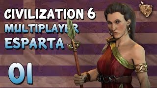 Civilization 6 Esparta 01  Multiplayer Vamos Jogar Gameplay Português PTBR [upl. by Valene707]