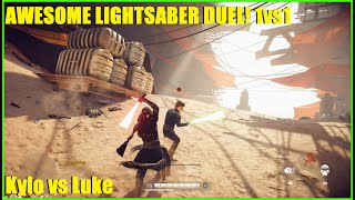 Star Wars Battlefront 2  Kylo Ren Duels Luke Skywalker Better duel than TLJ 2 games Ren Palps [upl. by Borszcz425]