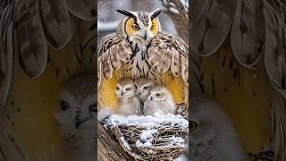 A family of owls in a snowstorm showcasing the greatness of a mother’s love cute cat funny [upl. by Endres707]