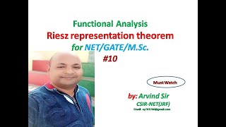 Riesz representation theorem  Functional Analysis  GATE  NET  Arvind sir  10 [upl. by Leamsi907]