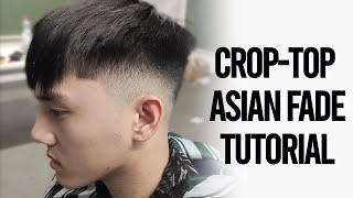 How to Crop Top Fade Straight Asian Hair for Beginners [upl. by Gnemgnok]