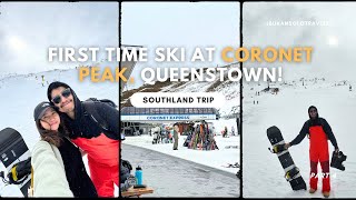 First time ski at Coronet Peak Queenstown  Southland Trip New Zealand  part 4 [upl. by Nnaarat]