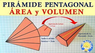 🔺 PIRÁMIDE PENTAGONAL ÁREA y VOLUMEN  Área Lateral Área de la Base Área Total  Juliana la Profe [upl. by Mariellen]