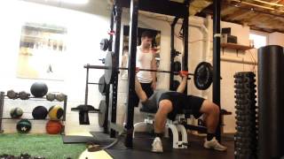 Supramaximal Eccentric Fat Grip Bench Press w Weight Releasers [upl. by Fleisig698]