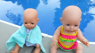 Baby Born dolls Summer Morning Routine feeding and changing baby dolls [upl. by Nehgem353]