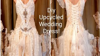 DIY How to make your own boho wedding dress from thrifted items [upl. by Irena]