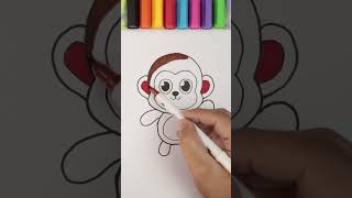 How to Draw and colour Monkey art how easydrawing shorts [upl. by Diad544]