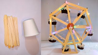 Diy Ferris wheel with popsicle sticksicecream sticksDiy Ferris wheel easydiy projectgift ideas [upl. by Ashling]