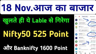 Aaj Ka Market Kaisa Rahega  18 November 2024 Monday Bank Nifty Nifty50 Prediction [upl. by Charlet]