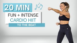 20 min CARDIO HIIT WORKOUT  To The Beat ♫  No Squats or Lunges  Fun  High Intensity [upl. by Hedgcock588]