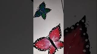 butterfly drawing with leaves 😊🌿 hibiscus leaf butterfly 🦋 easy butterfly art painting trending [upl. by Brosy]