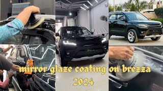 Ceramic coating on black brezza 2024  mirror glaze coating [upl. by Ellesig]