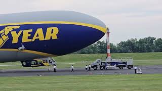 Goodyear Blimp Lands and Docks at Hartford Brainard 2024 [upl. by Hsirehc]