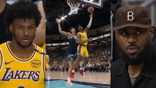 Bronny James scores first bucket and has chase down block in first game for Lakers [upl. by Etnohc714]