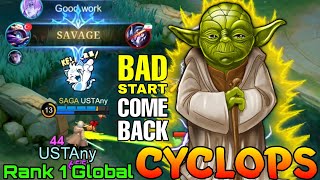 SAVAGE Cyclops Comeback from a Bad Start  Top 1 Global Cyclops by USTAny  Mobile Legends [upl. by Linda220]