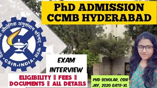 PhD ADMISSION CCMB HYDERABAD  ELIGIBILITY  QUALIFICATIONS  ALL DETAILS CHECK [upl. by Leahcimsemaj]