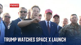 Trump and Musk watch SpaceX launch live in Texas [upl. by Aicargatla297]