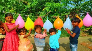 Outdoor fun with Flower Balloon and learn colors for kids by I kids [upl. by Ingham647]