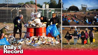 Glastonbury cleanup under way as 2024 music festival comes to an end [upl. by Anaher]