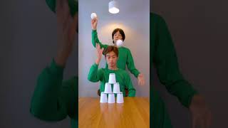 smooth 📹 takehironagaoka seoppitsuyoshiseotrickshot 9gag juggling cupstacking [upl. by Girardi]