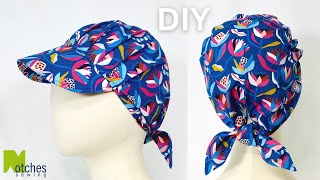 DIY Tie Back Cap  How to make a Pleated Hat with Brim [upl. by Drawd]