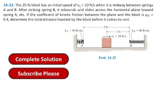 14–22 The 25lb block has an initial speed of v0  10 fts when  Engineering Mechanics Dynamics [upl. by Okihcas]