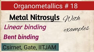 Metal Nitrosyls  Binding modes in Nitrosyls  Gate IITJAM csirnet [upl. by Halyhs679]