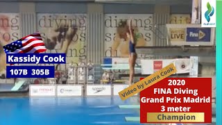 2020 Kassidy Cook  Team USA  107B 305B  3 meter springboard  FINA Diving Grand Prix Madrid [upl. by Alexis]