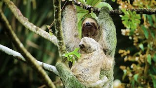 Adorable Baby Sloth and Mother Cuddling [upl. by Allerim]