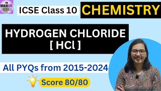 ICSE Class 10 Chemistry Hydrogen Chloride HCl PYQs  Solution [upl. by Ibur6]