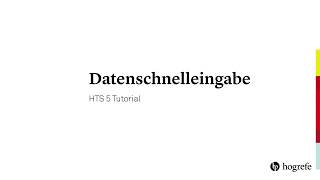 6 Datenschnelleingabe  HTS Tutorials [upl. by Anyg45]