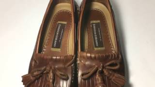 Johnston Murphy Tassel Loafer Slip On Brown Leather Mens 9 M 1209500 [upl. by Atirabrab]