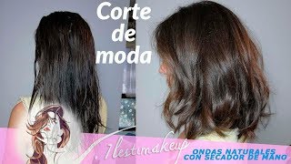 Corte melena recta a capas y peinado natural ondulado con secador de mano [upl. by Asela163]