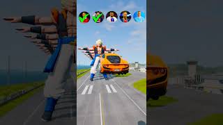 🚘CR7 vs Messi vs Mbappe vs Gogeta Characters beamngdrive shorts football ronaldo enemy [upl. by Yraillih748]