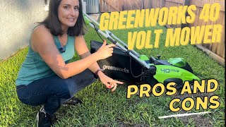 Greenworks 40V 16Inch Lawn Mower Review Pros and Cons You Need to Know [upl. by Aicssej462]