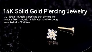 GU153G：14K Solid Gold Piercing Jewelry with Cubic Zirconiapiercingjewelry 14kgold bodypiercing [upl. by Pickens]